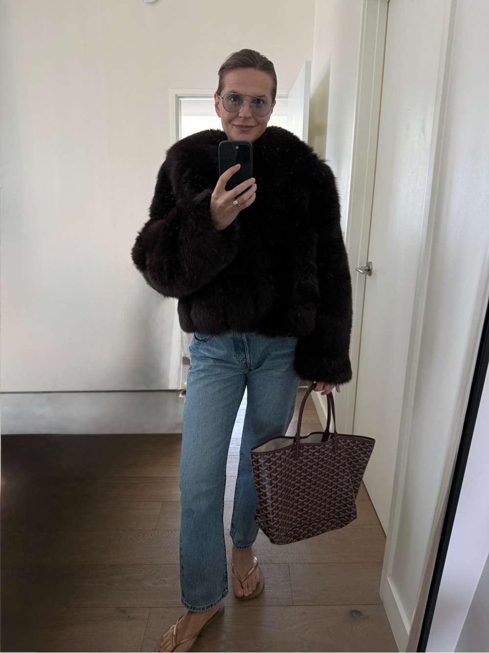 Chocolate Brown Natural Fox Fur Coat